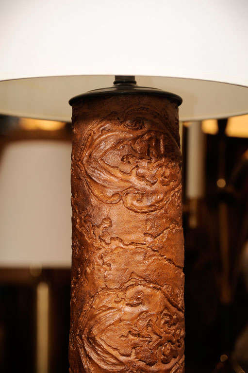 Mid-Century Modern Lampe à rouleau papier peint vintage en caoutchouc en vente